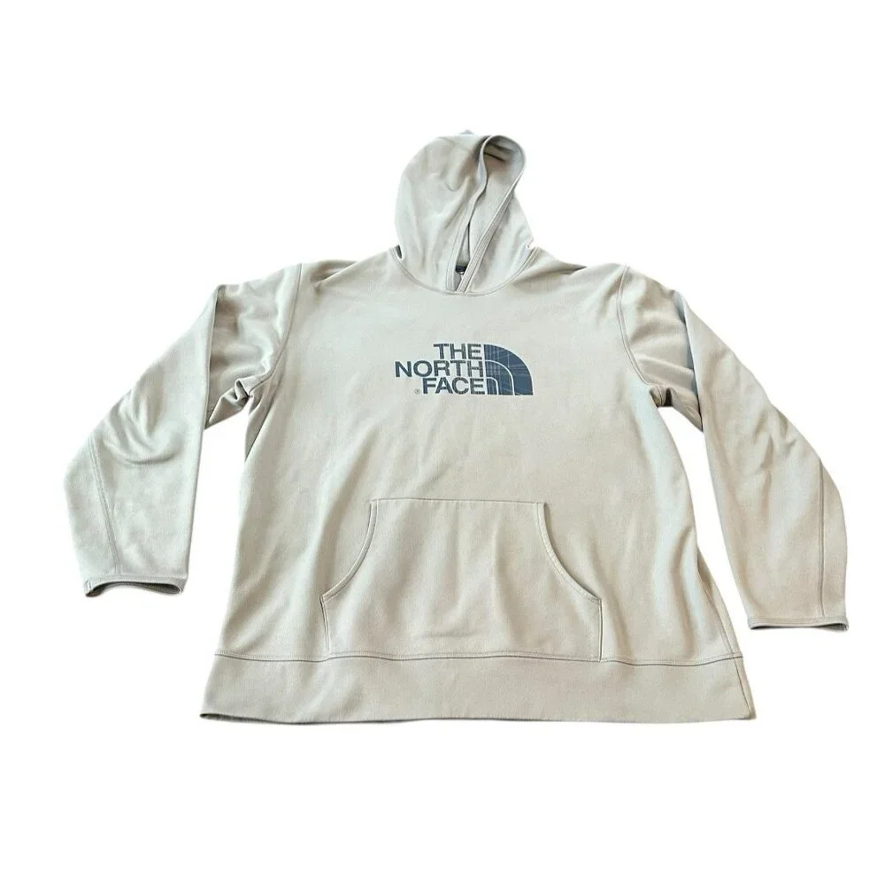 The North Face Men Sweater XXL‎ Gray Hoodie Pullover Sweatshirt Logo Pocket READ